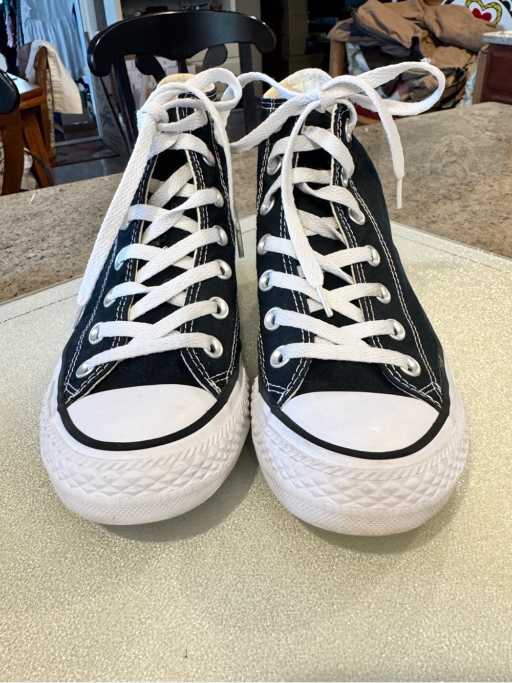 Ladies Converse Chuck Taylor Black & White High-Top Sneakers - Picture 2 of 7